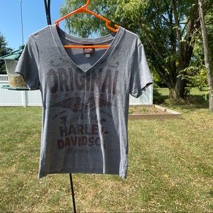 Grey Harley Davidson V-Neck Tee